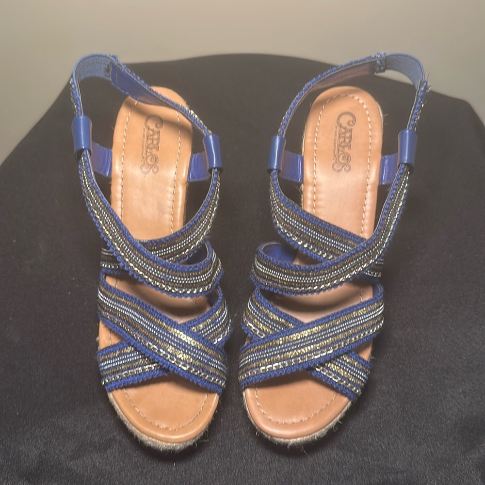 Carlos by Carlos Santana Corelle Wedge Sandals with Crisscross Straps